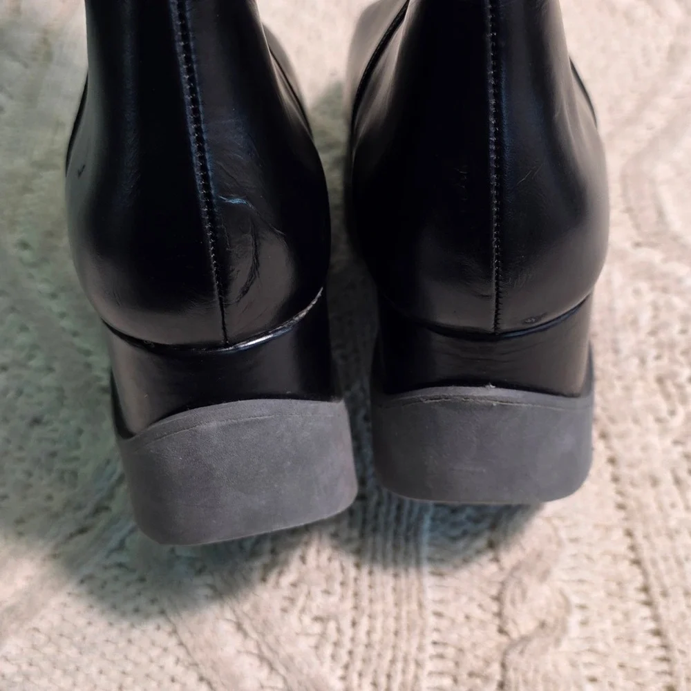 Paloma Barcelo 2 Platform‎ Wedge Knee High Boots Black Leather Womens 40 9-9.5